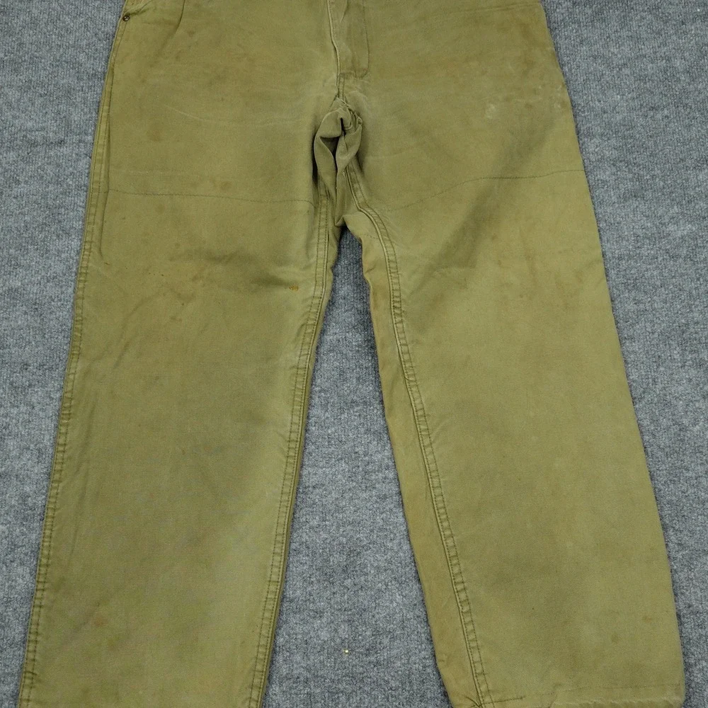 Vintage Saf-T-Bak Pants Mens 32x28 Olive Green Canvas Duck Hunting 60s